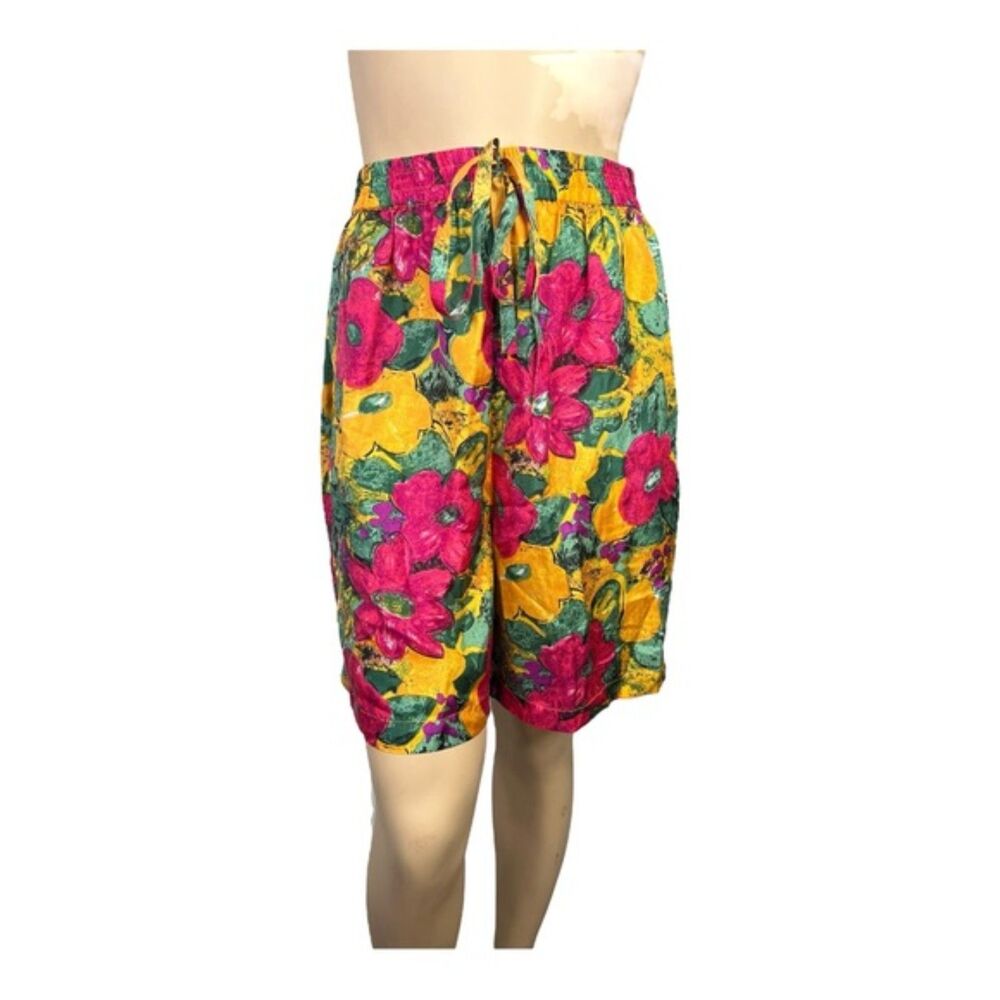 Vintage Bogari Silk Culottes Floral Print Shorts